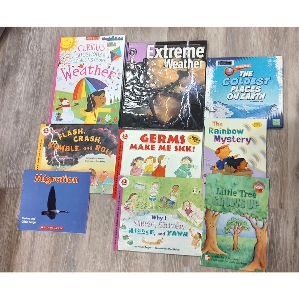 Children's weather science lot of 9 educational books germs rainbows